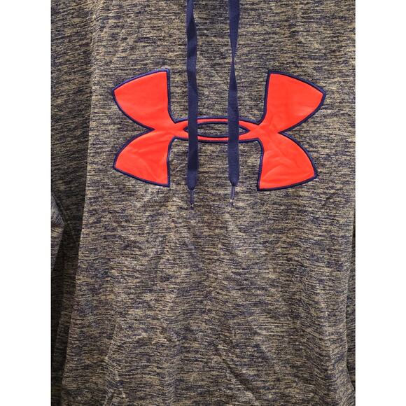 UNDER ARMOUR Loose Big Logo Hoodie in Blue Heather/ Neon Pink EUC Size XL - Picture 4 of 7